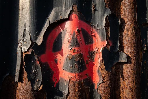 Red Anarchy Symbol on Rusted Metal
