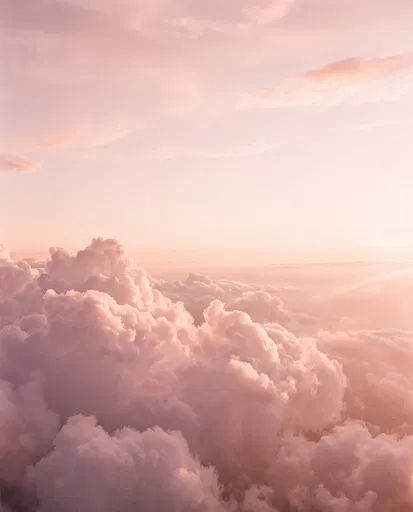 Soft Pink Cumulus Clouds at Sunset