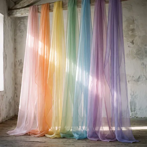 Pastel Rainbow Sheer Fabric Drapes