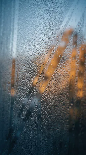 Condensation Droplets on Textured Glass Window