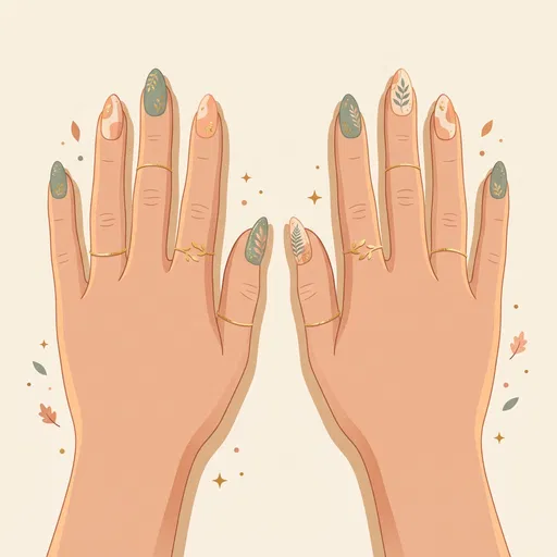 Autumn Botanical Nail Art Illustration