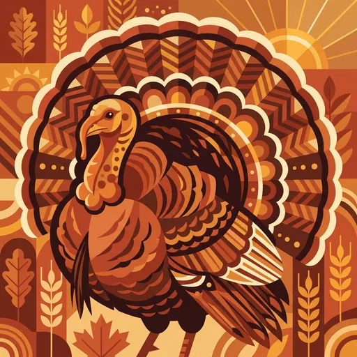 Geometric Autumn Turkey Illustration