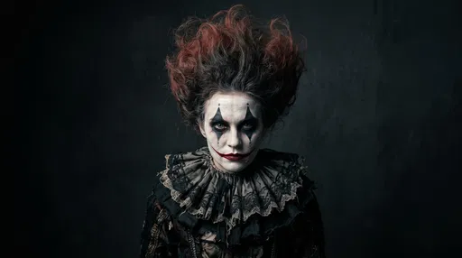 Dark Portrait of Scary Female Clown