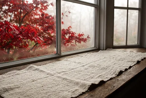 Rustic Window Sill Overlooking Autumn Fog