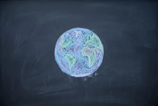 Pastel Chalk Drawing of Planet Earth