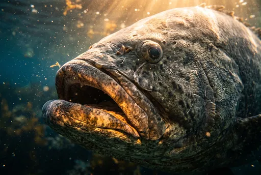 Close-Up of Giant Grouper Underwater
