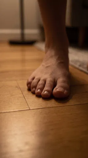 Bare Foot on Wooden Floor