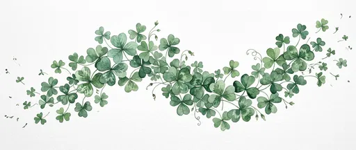 Watercolor Shamrock Leaf Wave Illustration
