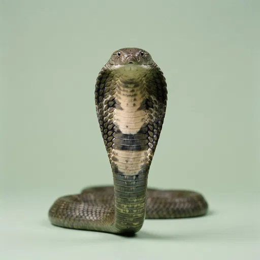 Studio Portrait of a King Cobra