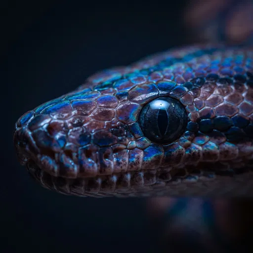 Macro Close-Up of Iridescent Snake Eye