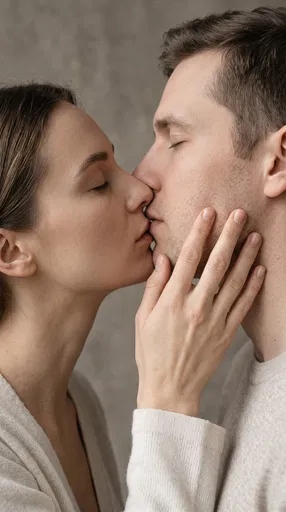 Close-Up Portrait of Couple Kissing