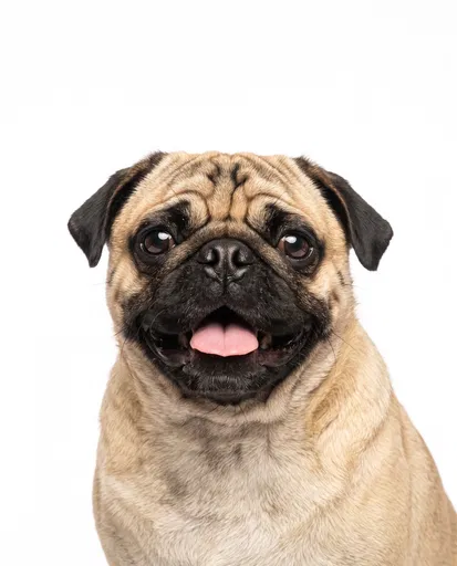Studio Portrait of Happy Fawn Pug