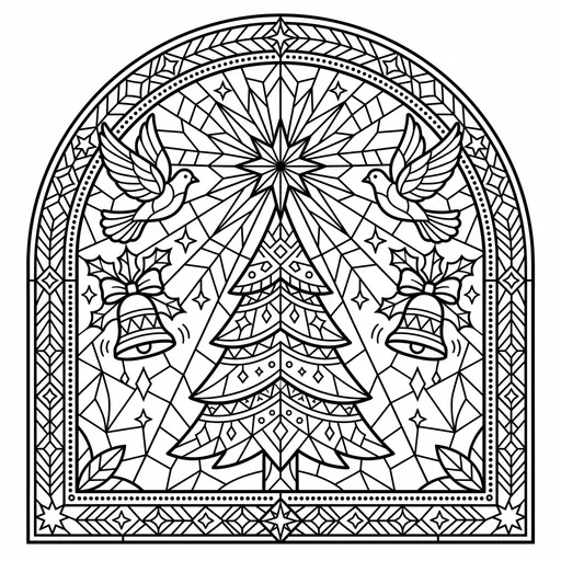 Stained Glass Christmas Tree Coloring Page