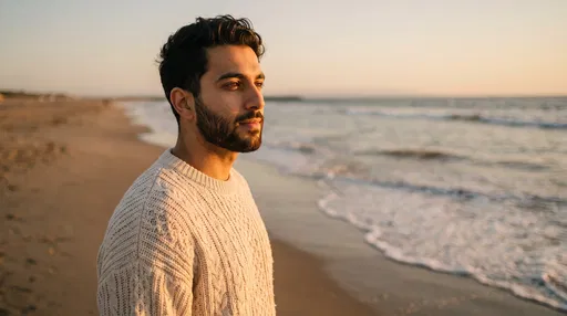Young Man on Beach at Sunset