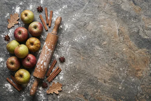Rustic Autumn Apple Baking Flat Lay Background