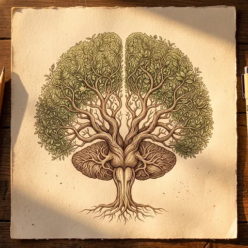 Tree Of Life Brain Drawing On Paper