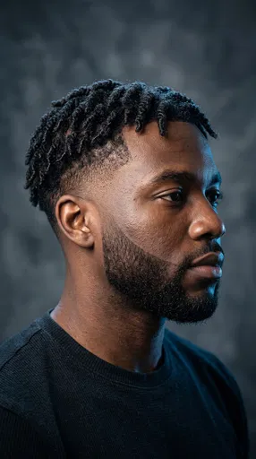 Black Man With Low Burst Fade Haircut