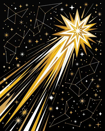 Gold and White Shooting Star Illustration