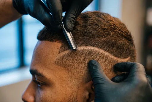 Barber Shaving Hair Design With Razor