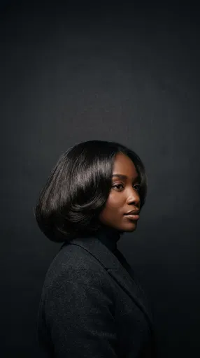 Black Woman With Glossy Bob Hairstyle