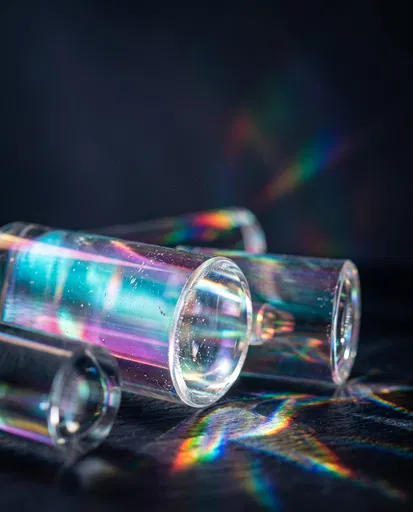 Dichroic Glass Cylinders Casting Rainbow Light