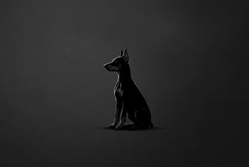 Minimalist Silhouette of Sitting Doberman Puppy