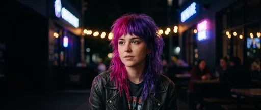 Young Woman With Magenta Purple Hair