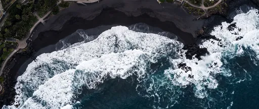 Aerial View of Black Sand Beach