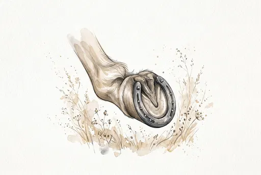 Watercolor Horse Hoof and Horseshoe Illustration
