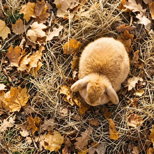 Ginger Lop Bunny in Autumn Leaves