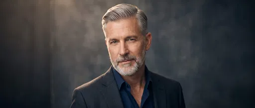 Studio Portrait of Silver-Haired Executive Man