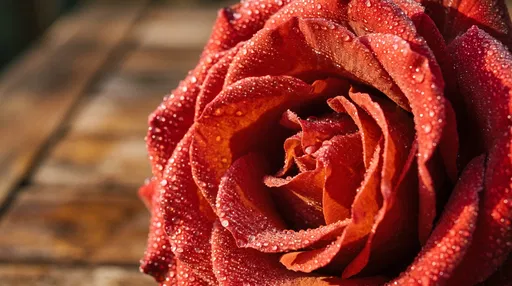 Red Rose Macro with Dewdrops