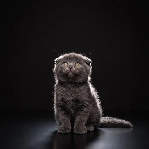 Gray Scottish Fold Kitten Looking Up