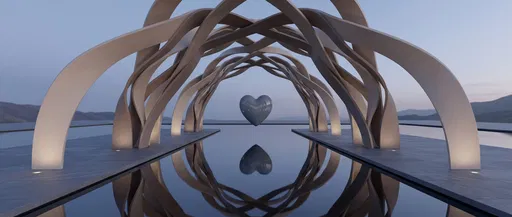 Archway Over Pool With Floating Heart