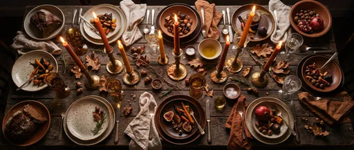 Rustic Autumn Dinner Table With Candles