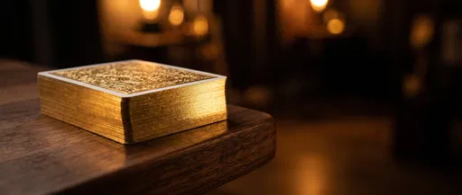 Luxury Gilded Playing Cards on Wood Table