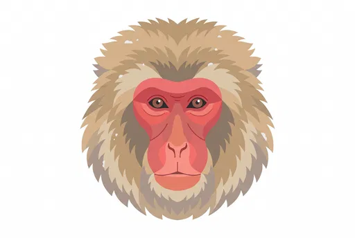 Japanese Snow Monkey Face Vector Illustration