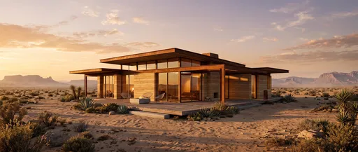 Modern Desert House at Golden Hour