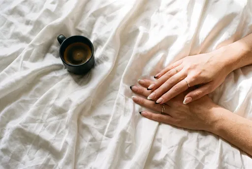 Hands With Monochrome French Nails and Espresso