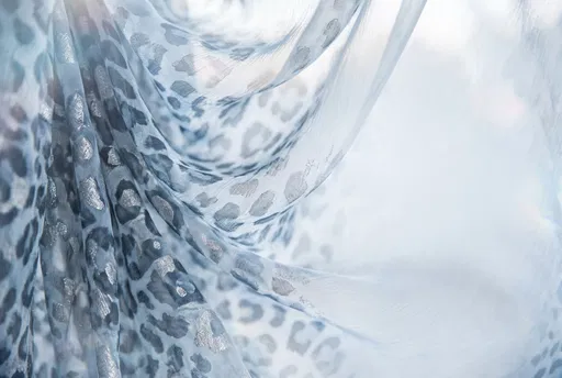 Sheer Icy Blue Leopard Print Fabric