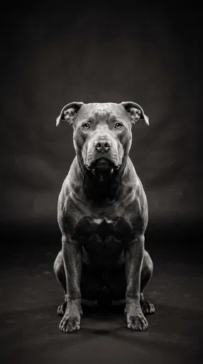 Monochrome Studio Portrait of Pit Bull