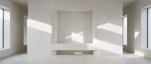 Minimalist White Plaster Interior With Sunlight