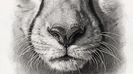 Graphite Pencil Drawing of Big Cat Muzzle