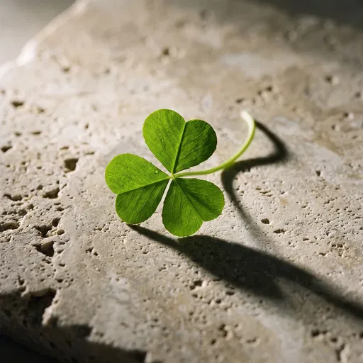 Three-Leaf Shamrock on Travertine Stone