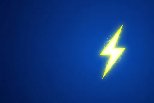 Glowing Yellow Lightning Bolt on Blue