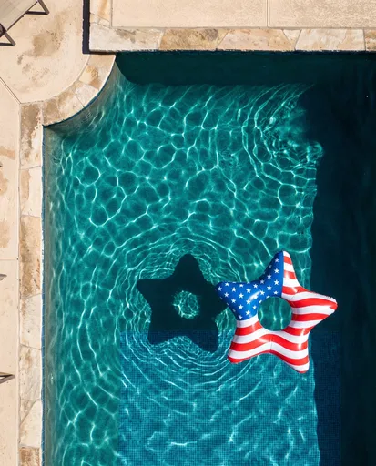 Patriotic Star Float in Turquoise Pool