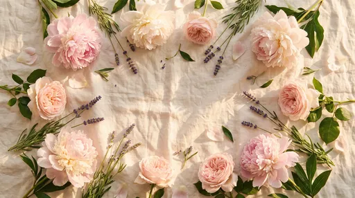 Pastel Peonies and Roses Flat Lay