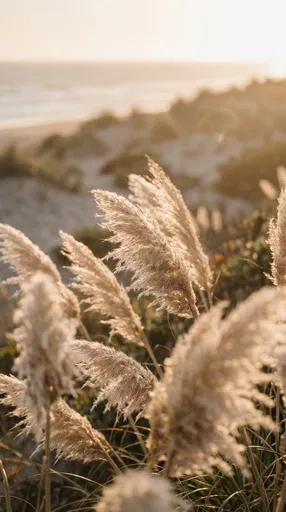 Backlit Pampas Grass on Coastal Dune