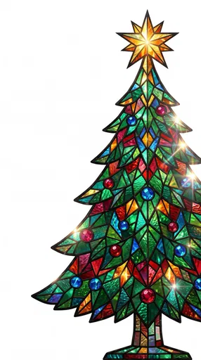 Stained Glass Christmas Tree Clipart