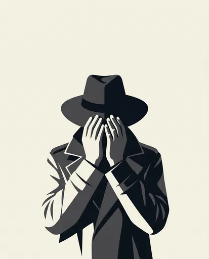 Mysterious Figure in Trench Coat Hiding Face